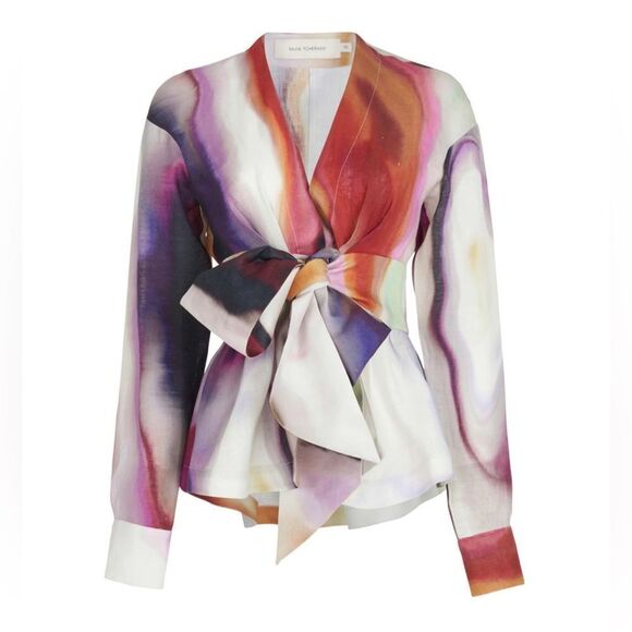 Silvia Tcherassi Saanvi Blouse Iridescent Marble Size 2L - Picture 2 of 13